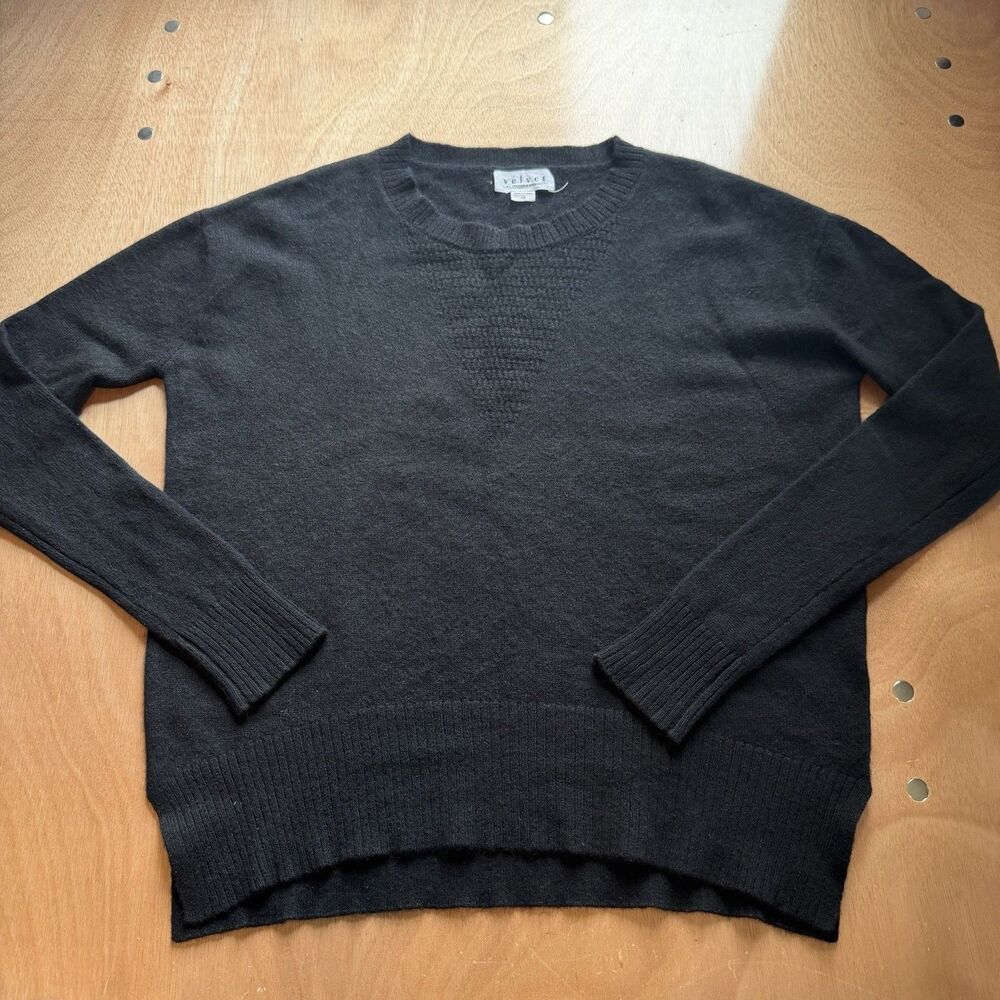 Velvet by Graham & Spencer Black 100% Cashmere Pullover Sweater Womens XS Cozy